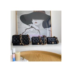 Replica Chanel Mini/ Small Flap Lammbskin Bag AS3213 AS3214 Black