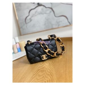 Replica Chanel Mini/ Small Flap Lammbskin Bag AS3213 AS3214 Black 2