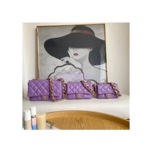 Replica Chanel Mini/ Small Flap Lammbskin Bag AS3213 AS3214 Purple