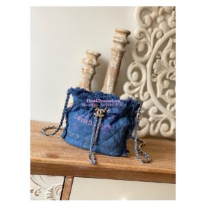 Replica Chanel Bucket Bag Printed Denim AS3027 Blue & Multicolour