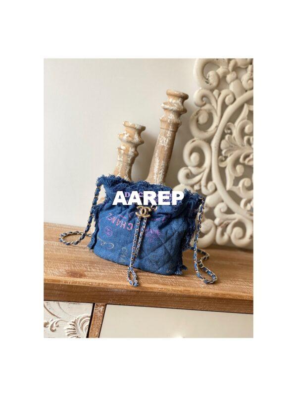 Replica Chanel Bucket Bag Printed Denim AS3027 Blue & Multicolour 3