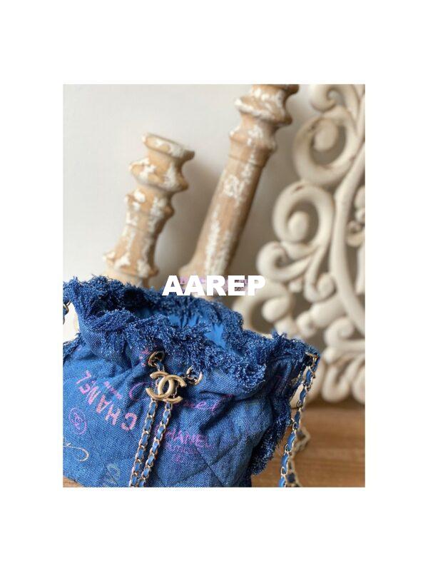 Replica Chanel Bucket Bag Printed Denim AS3027 Blue & Multicolour 4
