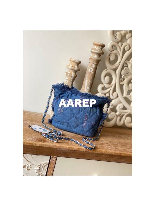 Replica Chanel Bucket Bag Printed Denim AS3027 Blue & Multicolour 6