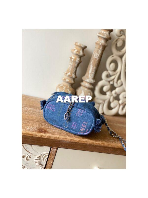 Replica Chanel Bucket Bag Printed Denim AS3027 Blue & Multicolour 11