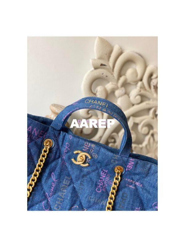 Replica Chanel Maxi Shopping Bag in Printed Denim AS3128 Blue & Multicolour 4