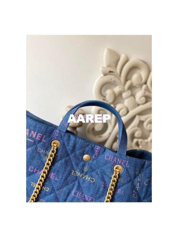 Replica Chanel Maxi Shopping Bag in Printed Denim AS3128 Blue & Multicolour 6