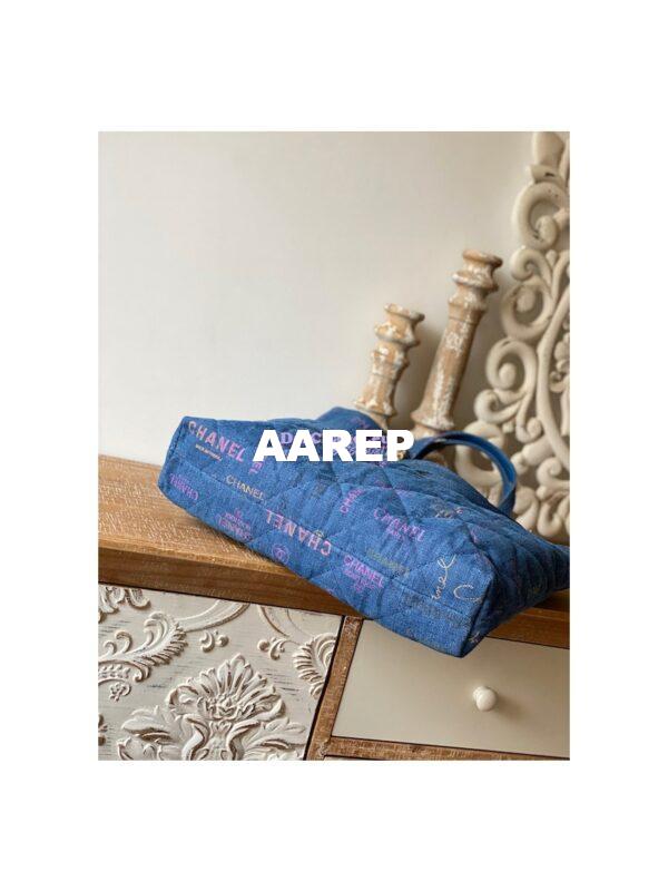 Replica Chanel Maxi Shopping Bag in Printed Denim AS3128 Blue & Multicolour 8