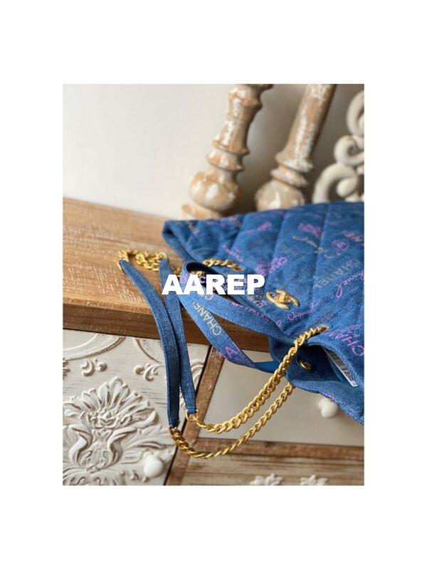 Replica Chanel Maxi Shopping Bag in Printed Denim AS3128 Blue & Multicolour 9