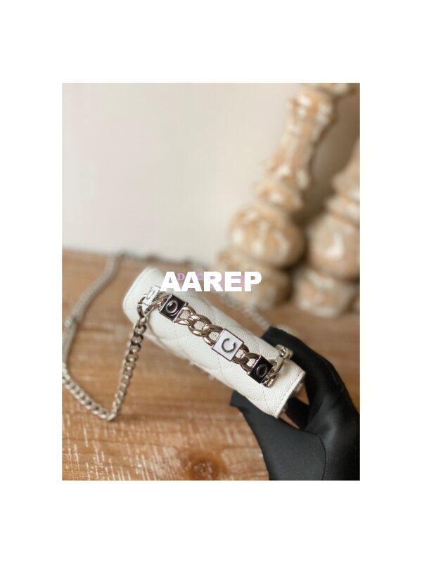Replica Chanel Enamel Handle Clutch with Chain in Grained Calfskin AP2758 White 5