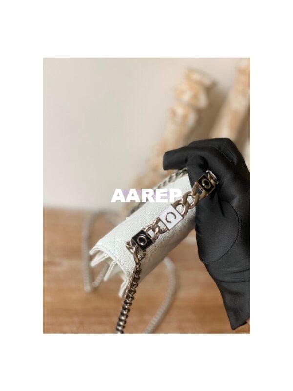 Replica Chanel Enamel Handle Clutch with Chain in Grained Calfskin AP2758 White 6