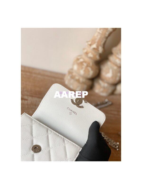 Replica Chanel Enamel Handle Clutch with Chain in Grained Calfskin AP2758 White 8