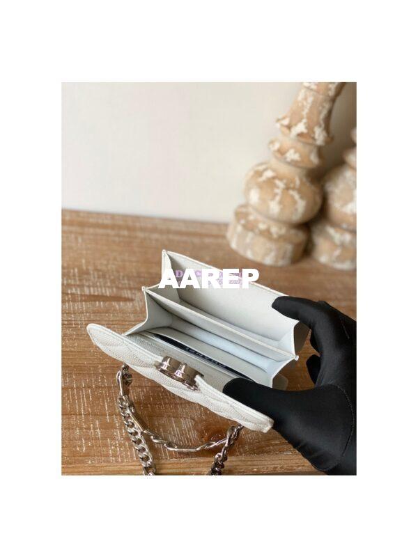 Replica Chanel Enamel Handle Clutch with Chain in Grained Calfskin AP2758 White 9