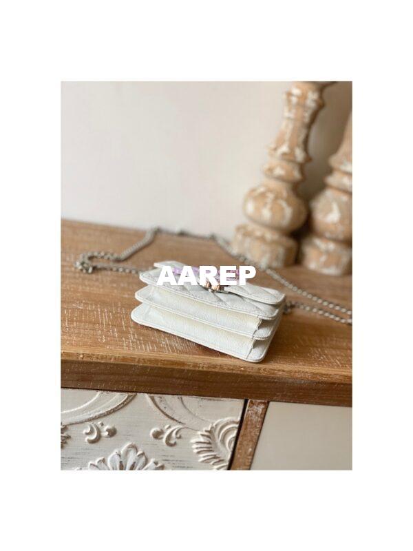 Replica Chanel Enamel Handle Clutch with Chain in Grained Calfskin AP2758 White 10