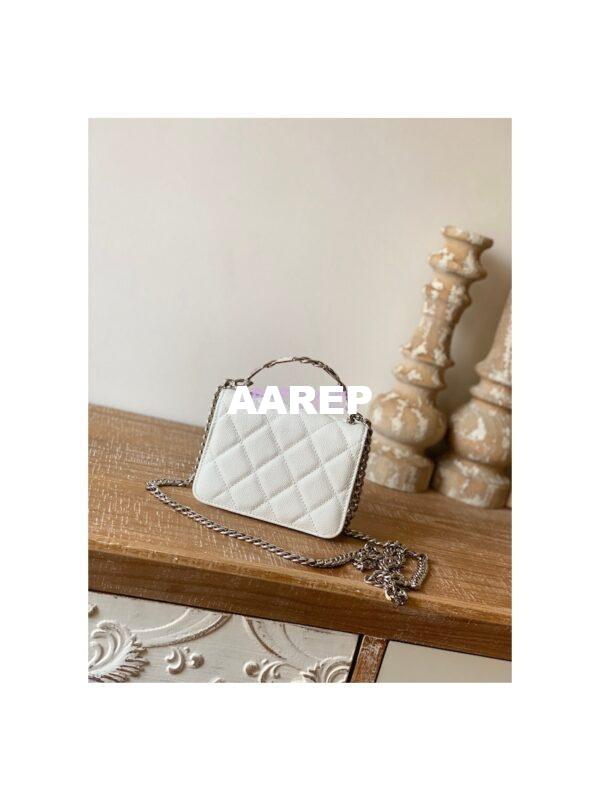 Replica Chanel Enamel Handle Clutch with Chain in Grained Calfskin AP2758 White 11