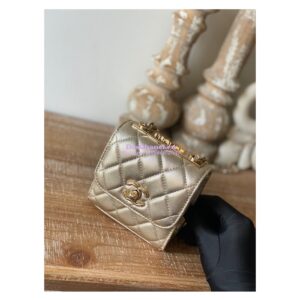 Replica Chanel 22SS SLG Small Trendy CC Clutch With Chain A81633 Metallic Gold 2