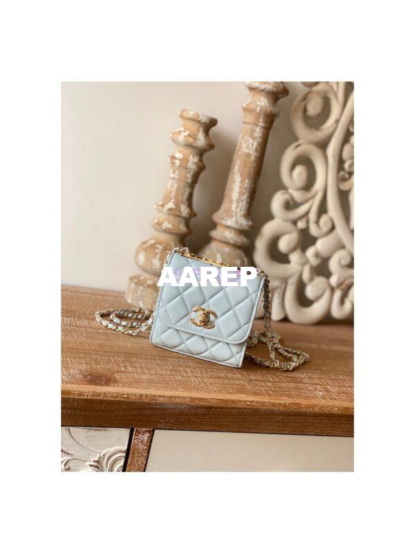 Replica Chanel 22SS SLG Small Trendy CC Clutch With Chain A81633 Light Blue 3