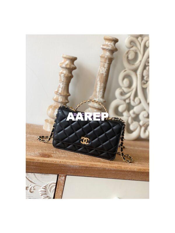 Replica Chanel Wallet On Chain in Lambskin AP2804 Black 3