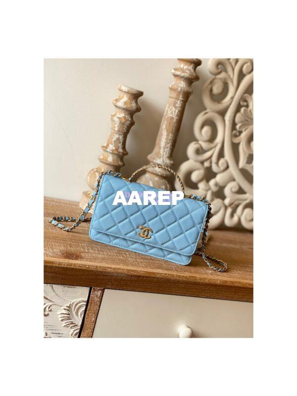 Replica Chanel Wallet On Chain in Grained Calfskin AP2804 Sky Blue 3