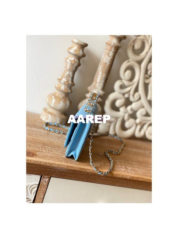 Replica Chanel Wallet On Chain in Grained Calfskin AP2804 Sky Blue 4