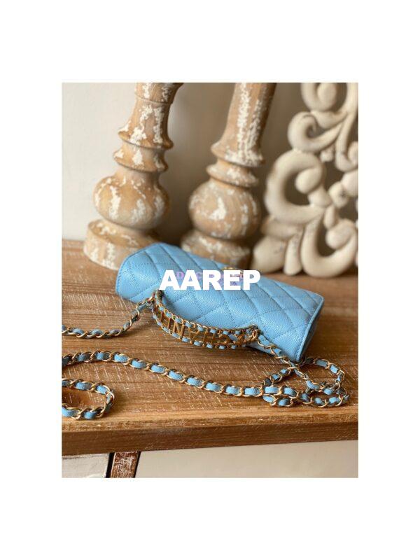 Replica Chanel Wallet On Chain in Grained Calfskin AP2804 Sky Blue 5