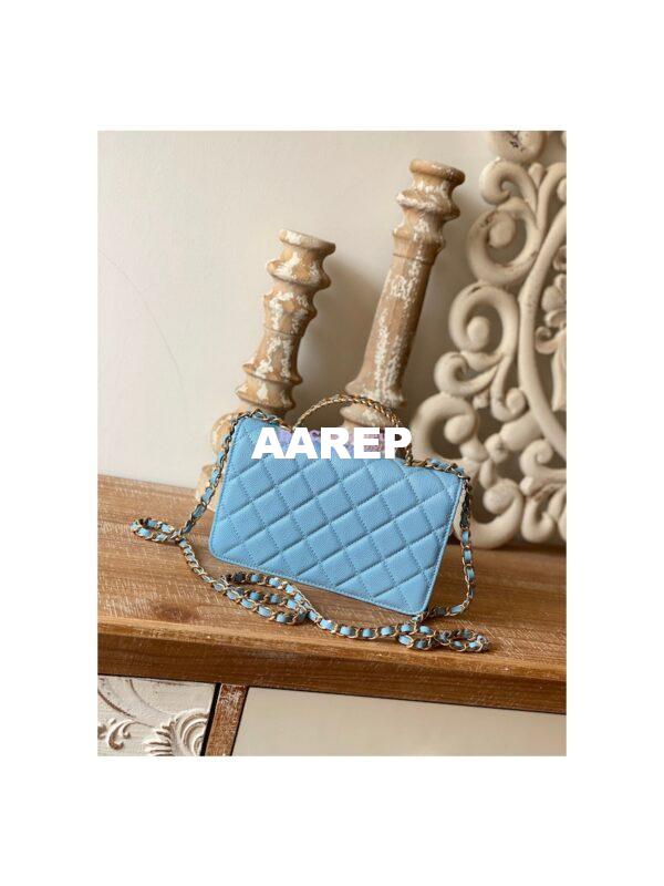 Replica Chanel Wallet On Chain in Grained Calfskin AP2804 Sky Blue 10