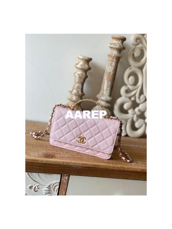 Replica Chanel Wallet On Chain in Grained Calfskin AP2804 Light Pink 3
