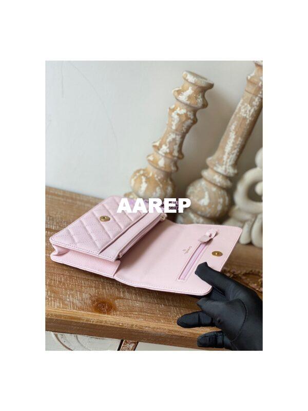 Replica Chanel Wallet On Chain in Grained Calfskin AP2804 Light Pink 8