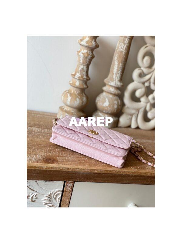 Replica Chanel Wallet On Chain in Grained Calfskin AP2804 Light Pink 11