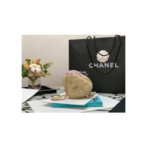 Replica Chanel Heart Clutch With Chain AP2784 Lambskin Metallic Champagne 2