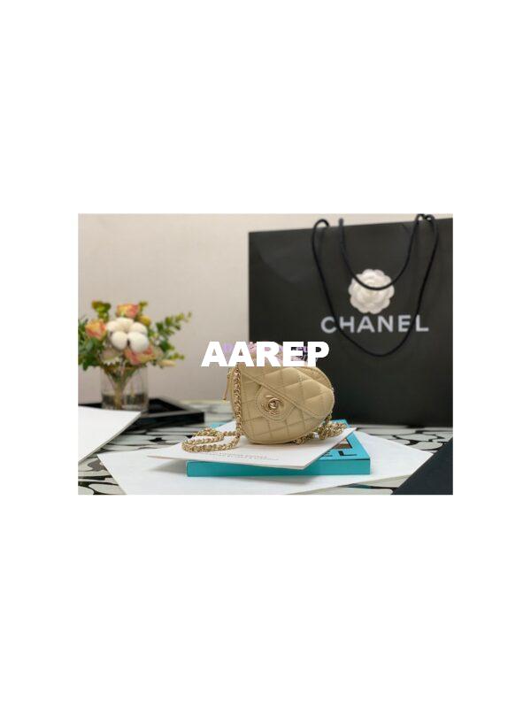 Replica Chanel Heart Clutch With Chain AP2784 Lambskin Metallic Champagne 2