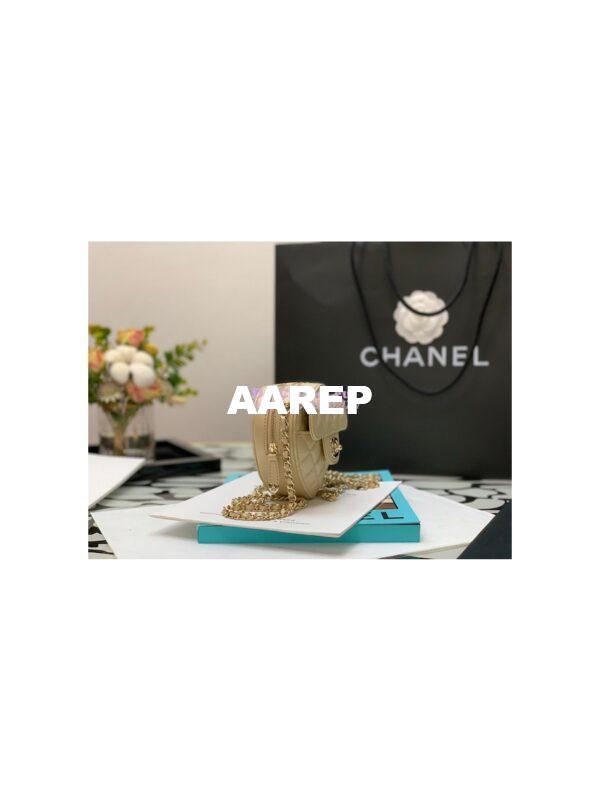 Replica Chanel Heart Clutch With Chain AP2784 Lambskin Metallic Champagne 3