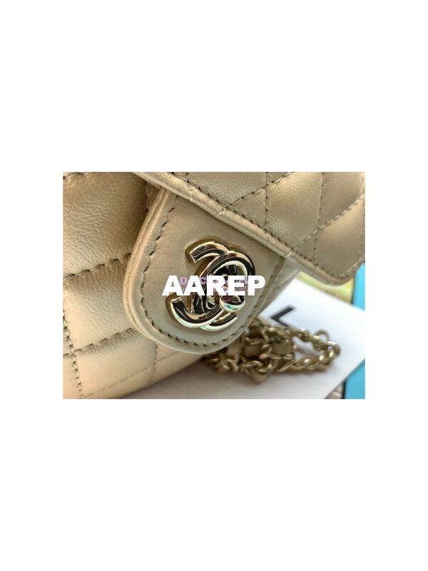 Replica Chanel Heart Clutch With Chain AP2784 Lambskin Metallic Champagne 5