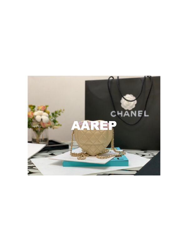Replica Chanel Heart Clutch With Chain AP2784 Lambskin Metallic Champagne 7