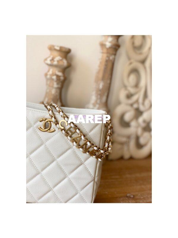 Replica Chanel Small Hobo Bag Grained Calfskin AS3223 White 4