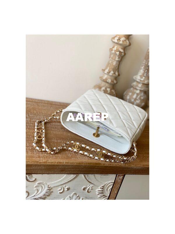 Replica Chanel Small Hobo Bag Grained Calfskin AS3223 White 6