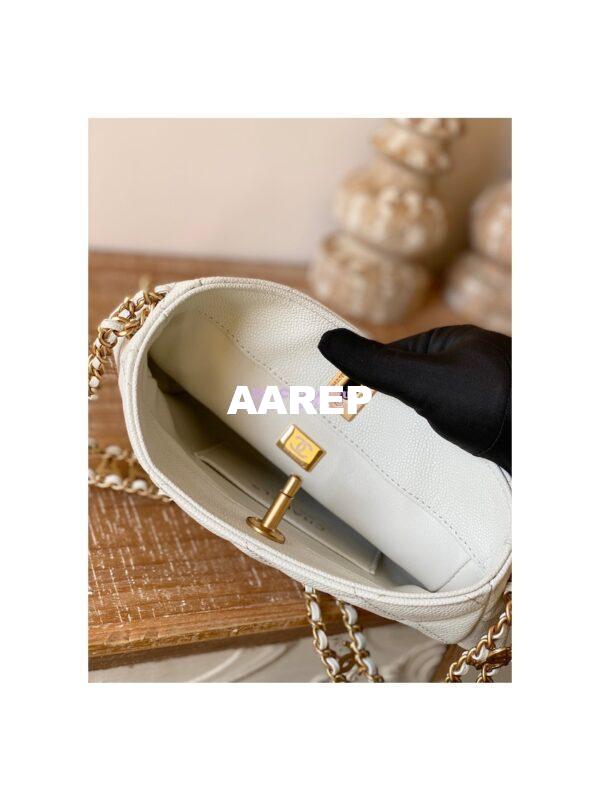 Replica Chanel Small Hobo Bag Grained Calfskin AS3223 White 8