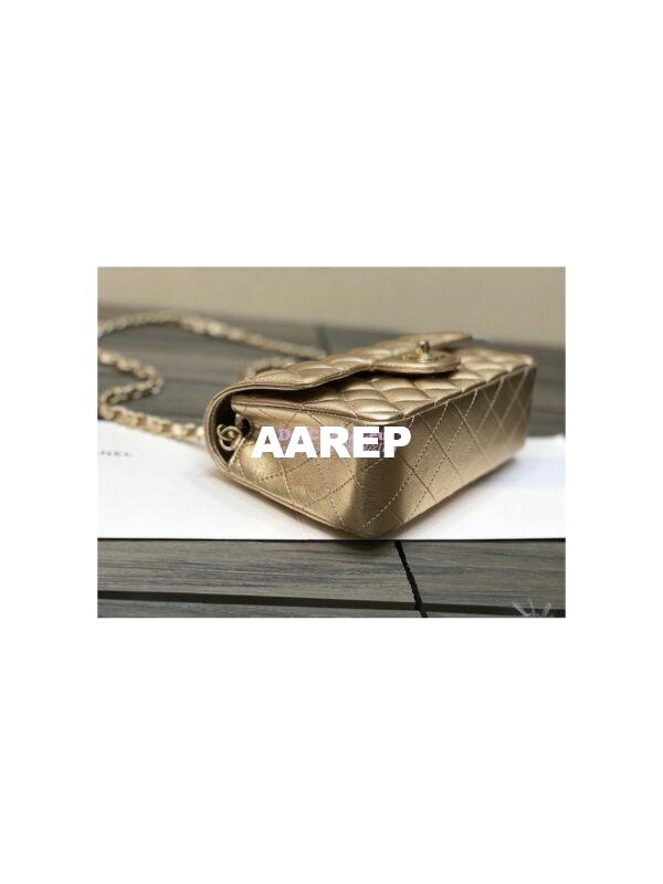 Replica Chanel Quilted Small Classic Flap CF Bag Metallic Lambskin Gold 20cm 5