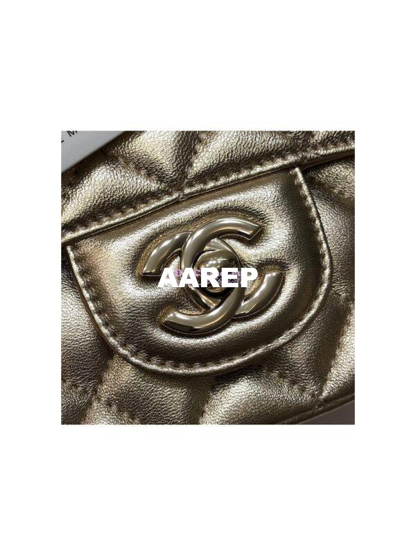 Replica Chanel Quilted Small Classic Flap CF Bag Metallic Lambskin Gold 20cm 7