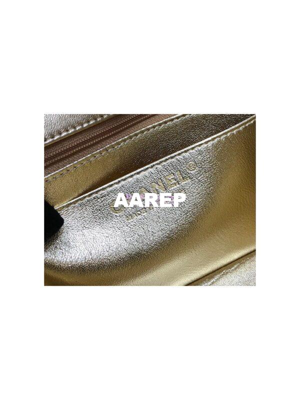 Replica Chanel Quilted Small Classic Flap CF Bag Metallic Lambskin Gold 20cm 10