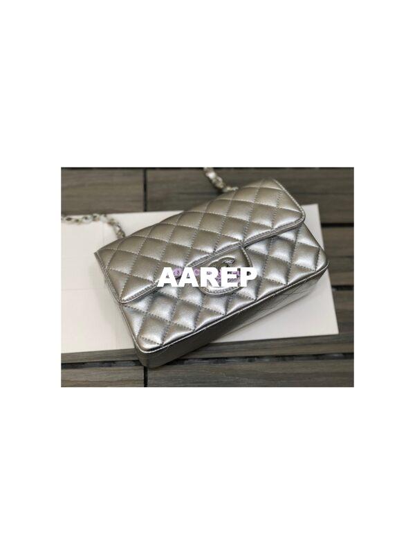 Replica Chanel Quilted Small Classic Flap CF Bag Metallic Lambskin Silver 20cm 3