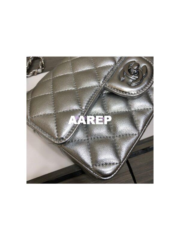 Replica Chanel Quilted Small Classic Flap CF Bag Metallic Lambskin Silver 20cm 5