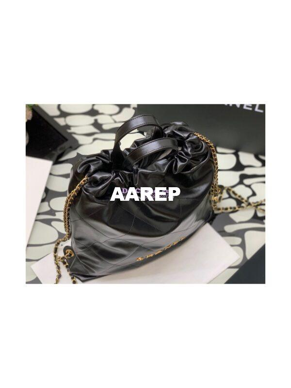 Replica Chanel 22 Backpack in Shiny Calfskin AS3313 Black 5