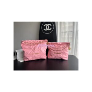 Replica Chanel 22 Handbag Shiny Calfskin AS3260 AS3261 Coral Pink