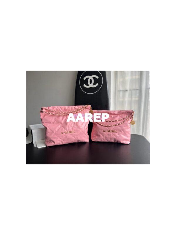 Replica Chanel 22 Handbag Shiny Calfskin AS3260 AS3261 Coral Pink 3