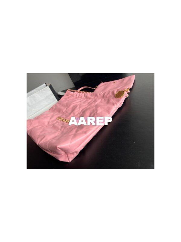 Replica Chanel 22 Handbag Shiny Calfskin AS3260 AS3261 Coral Pink 7