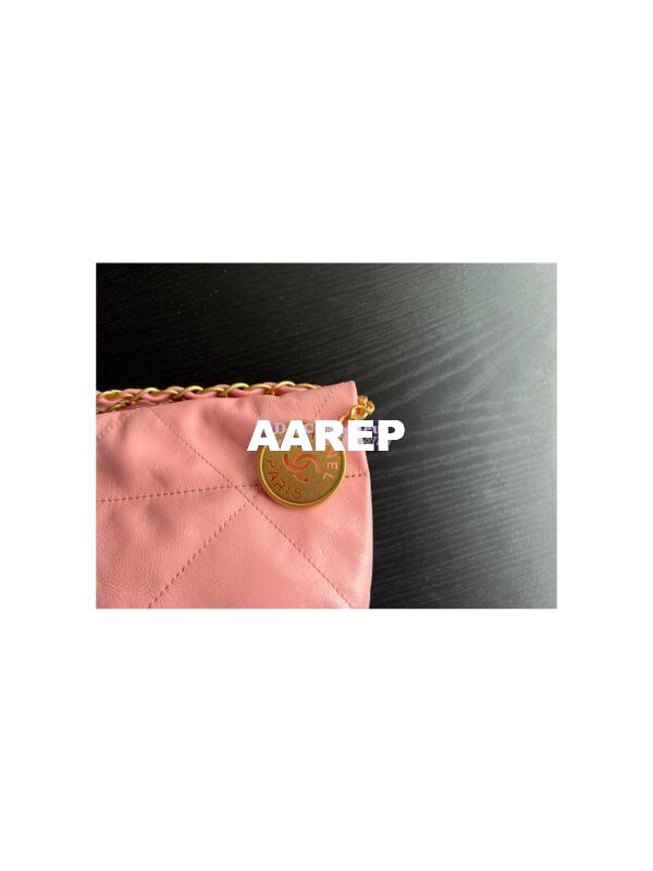Replica Chanel 22 Handbag Shiny Calfskin AS3260 AS3261 Coral Pink 8