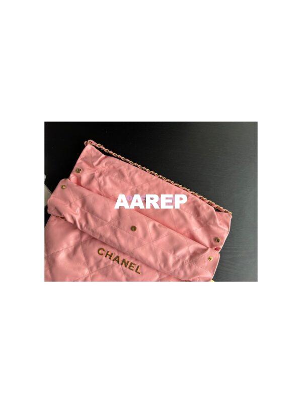 Replica Chanel 22 Handbag Shiny Calfskin AS3260 AS3261 Coral Pink 9