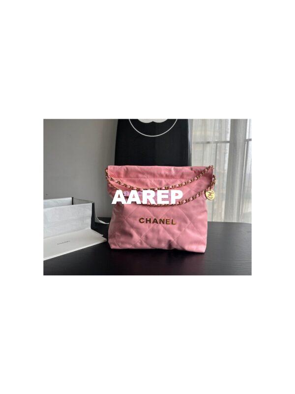 Replica Chanel 22 Handbag Shiny Calfskin AS3260 AS3261 Coral Pink 11
