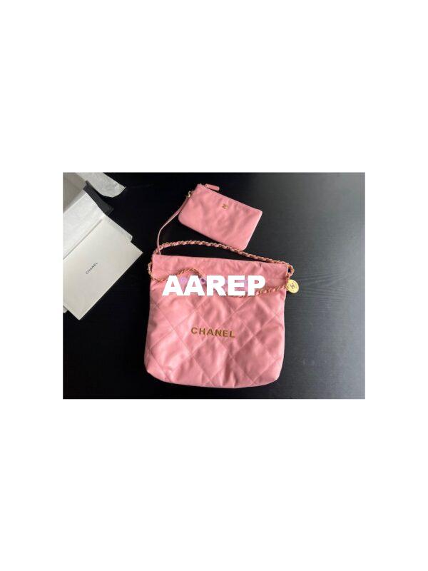 Replica Chanel 22 Handbag Shiny Calfskin AS3260 AS3261 Coral Pink 12