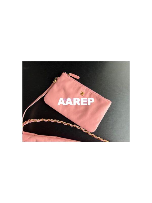 Replica Chanel 22 Handbag Shiny Calfskin AS3260 AS3261 Coral Pink 14